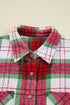 Tartan Plaid Flannel Button Front Patch Pocket Drop Shoulder Shacket